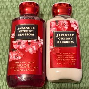 Bath & Body Works Japanese Cherry Blossom Body Wash + Lotion Set 10oz 8oz NEW